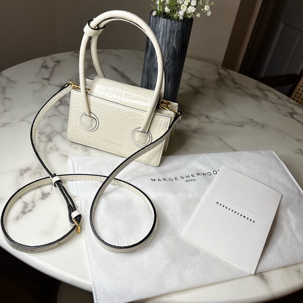 White Croc-Embossed Handbag